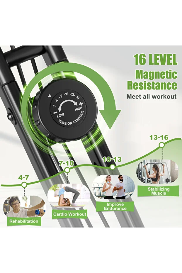 FASTGO Katlanabilir Ekranlı Egzersiz Bisikleti 4IN1 Manyetik Bisiklet Evde Egzersiz Kondisyon Bisikleti(120 Kg Kapasiteli)